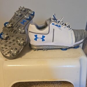 Under Armour White and Gray Golf Shoes